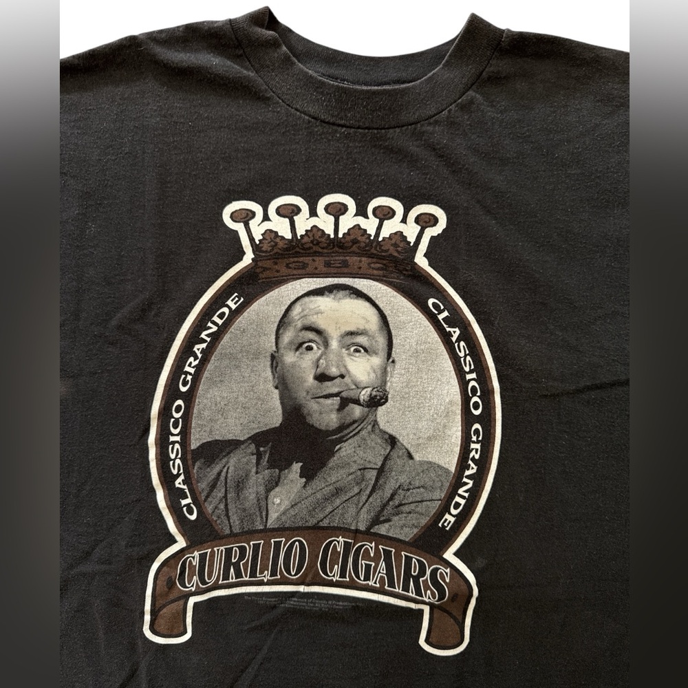 Vintage 90s Three Stooges Curly Tv Show Promo Graphic T-Shirt Size XXL 90s Cigar